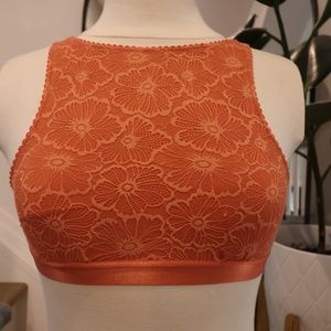 Orange lace bra crop top size XS